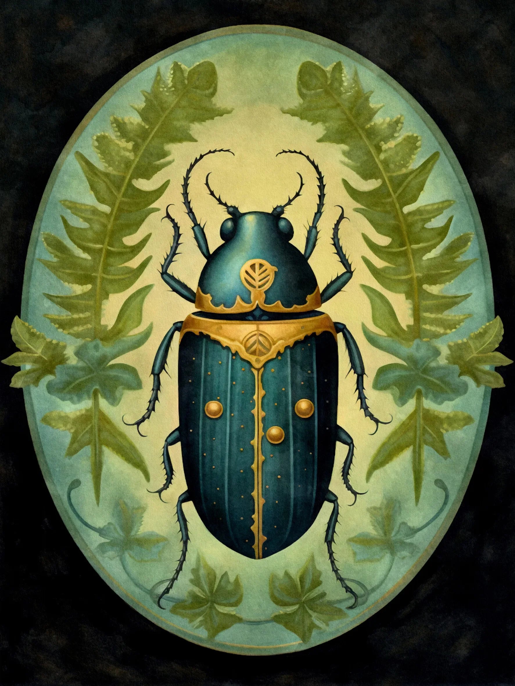 Botanical Beetles Retro Landscape Unframed Canvas Wall Art Poster Print For Home Living Room Bedroom Decor
