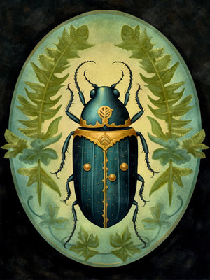 Botanical Beetles Retro Landscape Unframed Canvas Wall Art Poster Print For Home Living Room Bedroom Decor