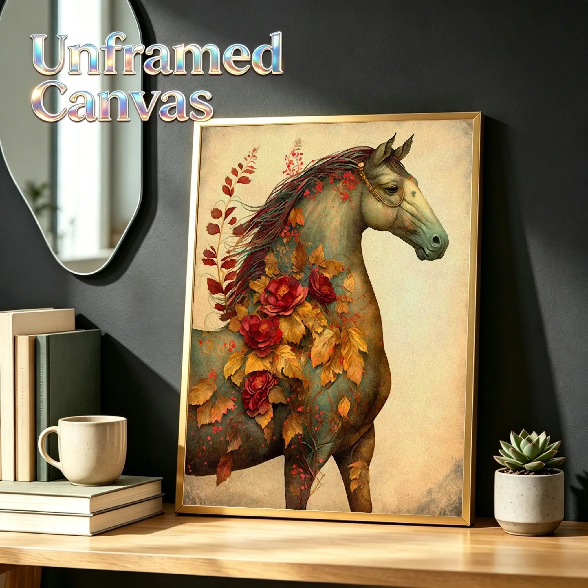 Horses & Unicorn Artwork Unframed Canvas Print Poster Modern Wall Decoration for Living Room Bedroom & Nice Gift