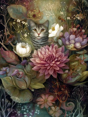 Flowers & Animals Print Unframed Canvas Art Poster Modern Wall Decor for Bedroom Living Room & Wonderful Gift Choice