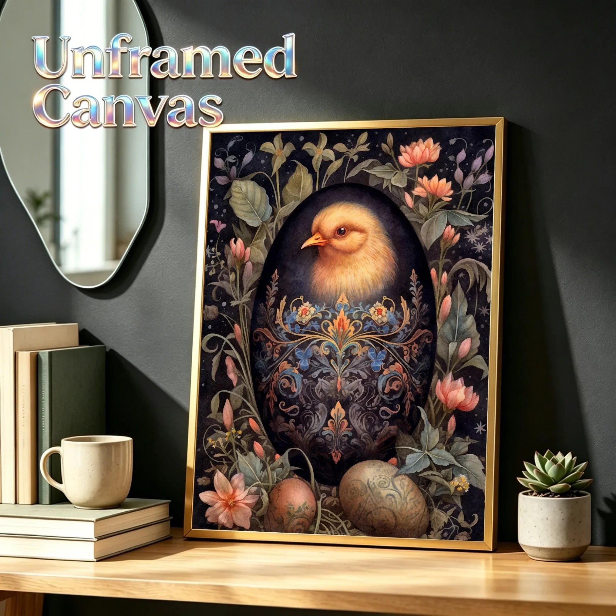 Home Decoration Wall Art Unframed Canvas Animals in Easter Eggs Print Poster For Living Room Bedroom Gift