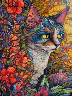 Floral Cats Unframed Canvas Print Poster Wall Art For Living Room Bedroom Home Decor And Gifts