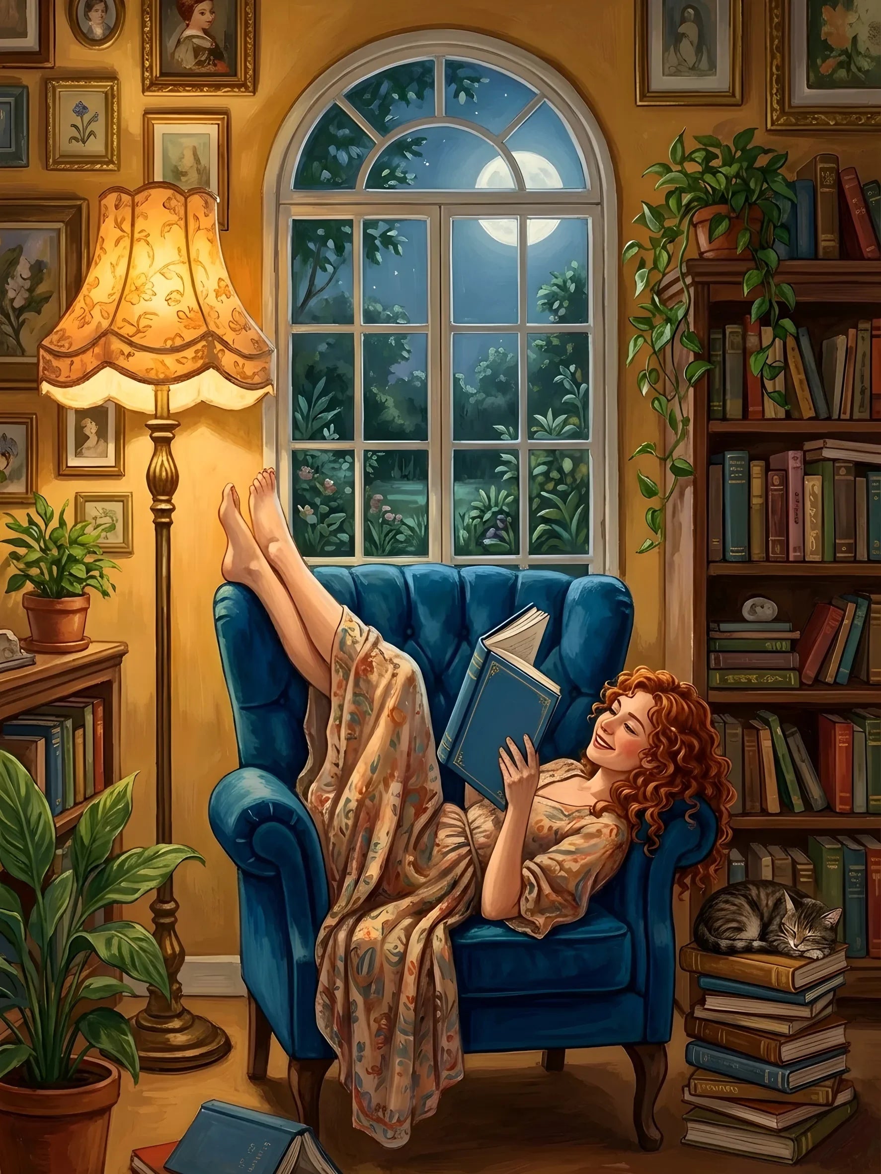 Vintage Reading Moment Scene Canvas Art Unframed Wall Poster Cozy Home Decoration for Bedroom Living Room & Perfect Gift