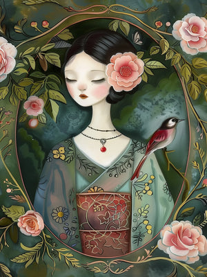 Unframed Canvas Floral Lady Art Print Poster Wall Art for Home Living Room Bedroom Decor & Perfect Present
