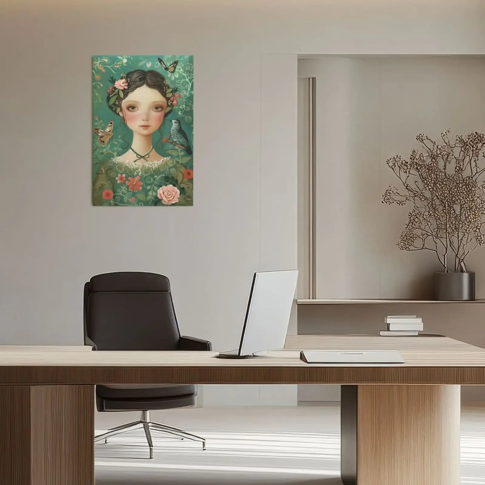 Floral Ladies Unframed Canvas Wall Art Poster Cozy Home Decoration for Living Room Bedroom & Ideal Gift Idea