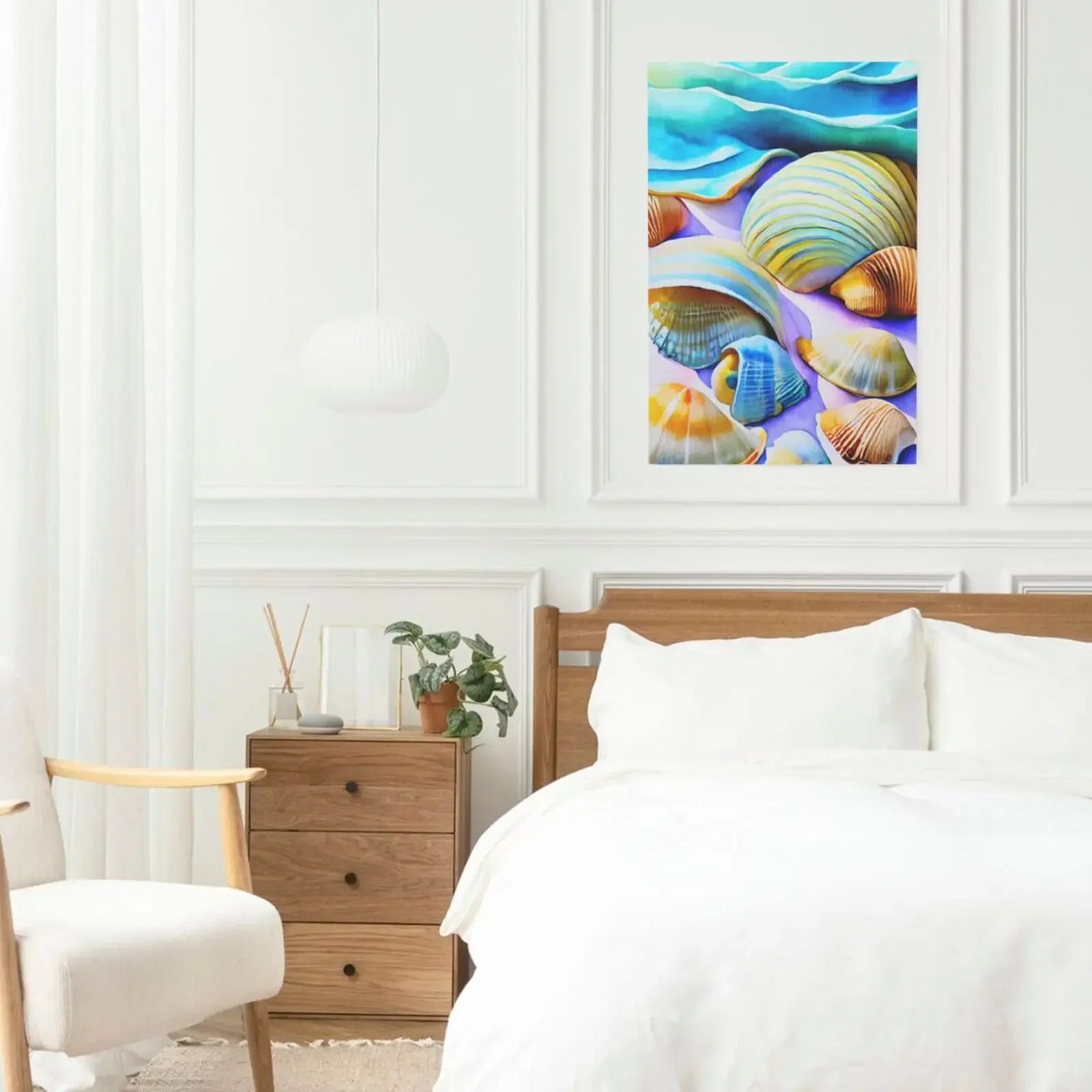 Seashell & Beach Unframed Canvas Art Print Wall Poster Home Decor for Living Room Bedroom & Fine Present