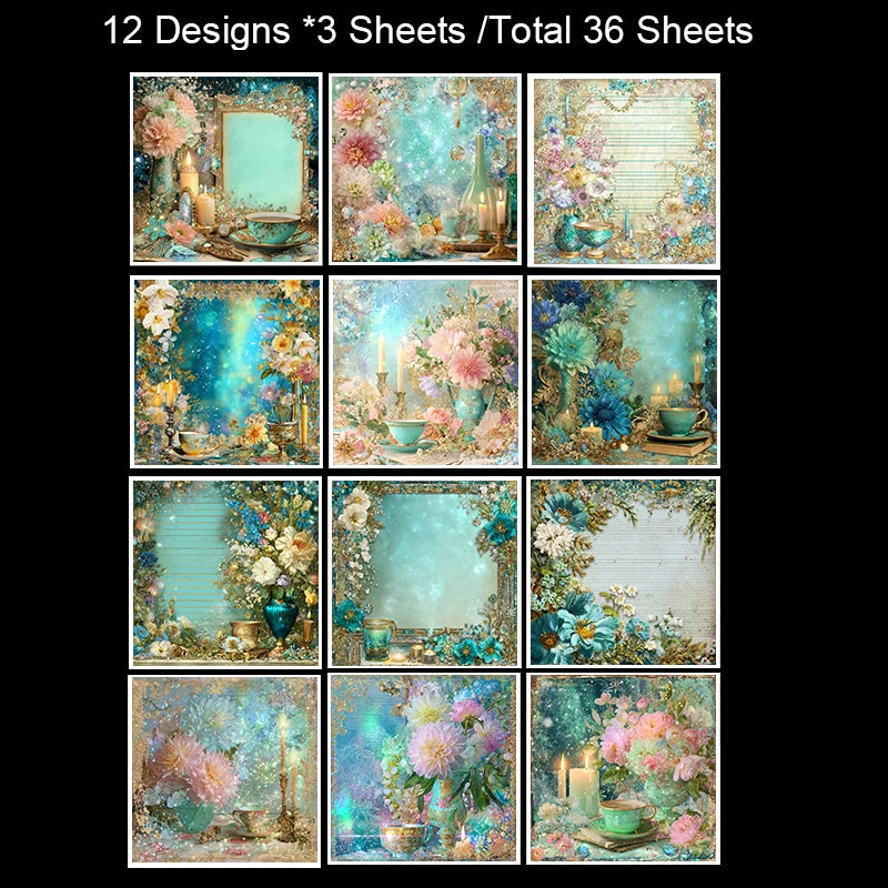36 Sheets 6"x6" Scrapbook Paper Pack: Vintage Art Patterns for Scrapbooking, Origami, Junk Journal & Card Making.