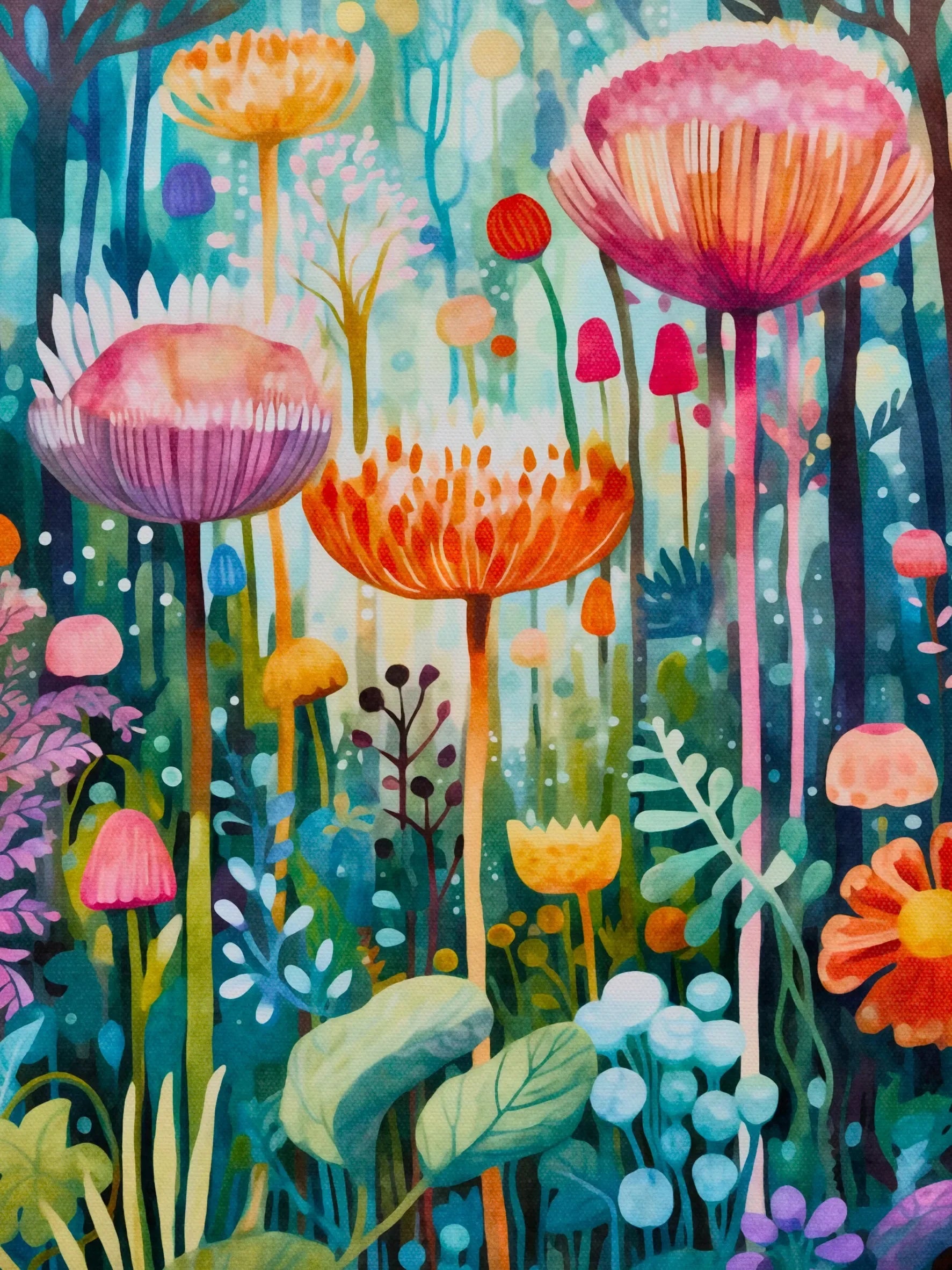 Unframed Canvas Whimsical Gardens Art Print Poster Fashion Wall Decor for Living Room Bedroom Home Decoration & Gift Choice