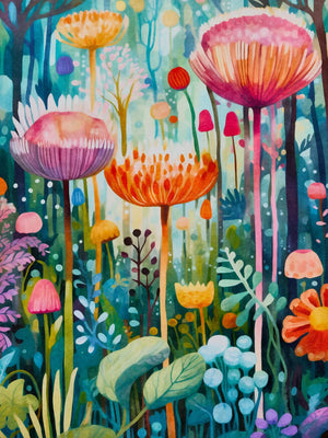 Unframed Canvas Whimsical Gardens Art Print Poster Fashion Wall Decor for Living Room Bedroom Home Decoration & Gift Choice