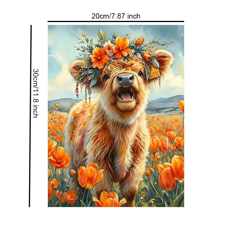 Cute Mountain Cattle Unframed Canvas Wall Art Poster Print For Home Living Room Bedroom Decor Gift