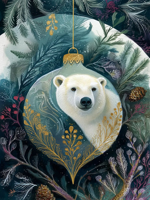Animals in Christmas Baubles Canvas Unframed Wall Art Print Poster For Living Room Bedroom Home Decor Nice Gifts