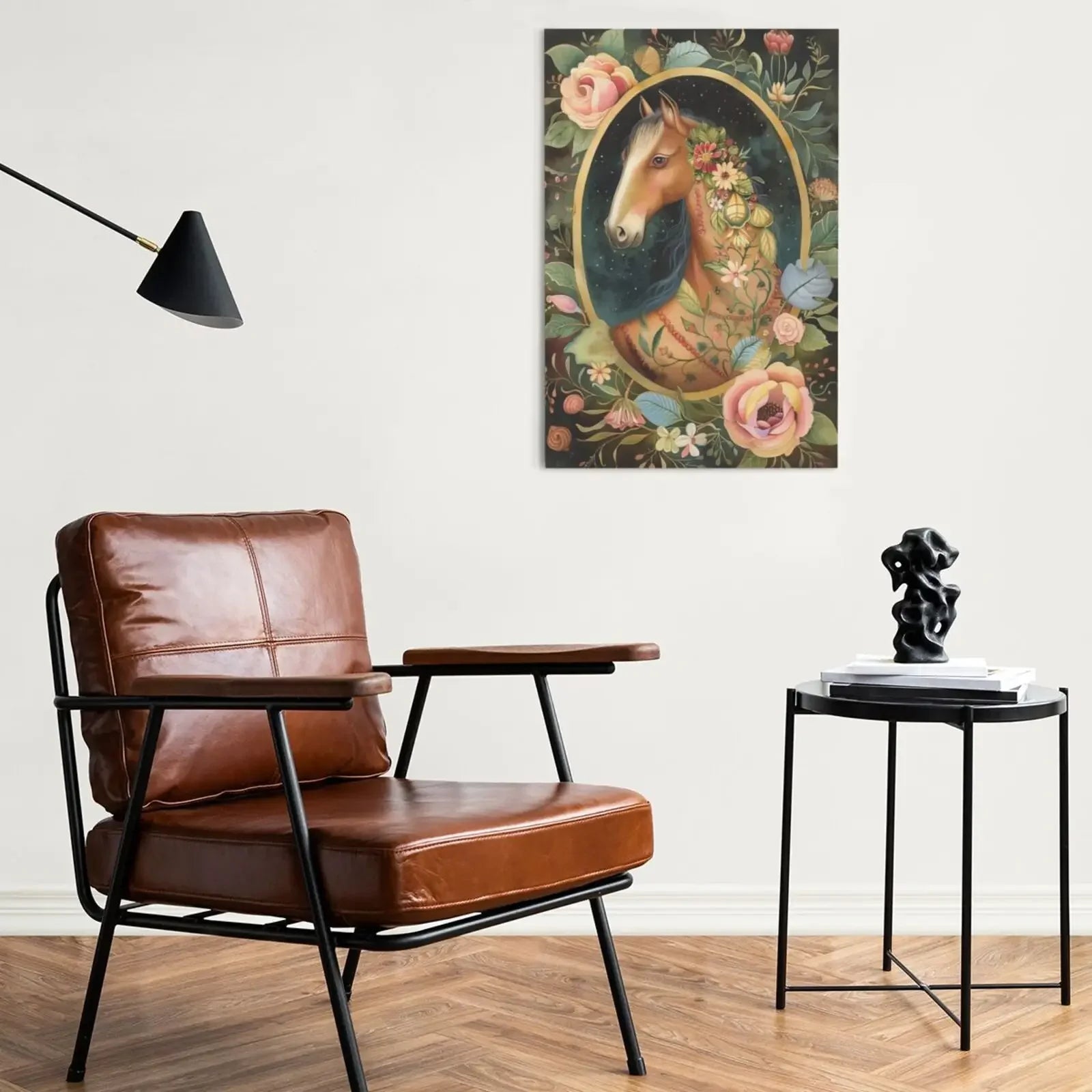 Retro Floral Horse Unframed Canvas Art Print Poster Wall Decor For Living Room Bedroom Home Decoration Ideal Gift