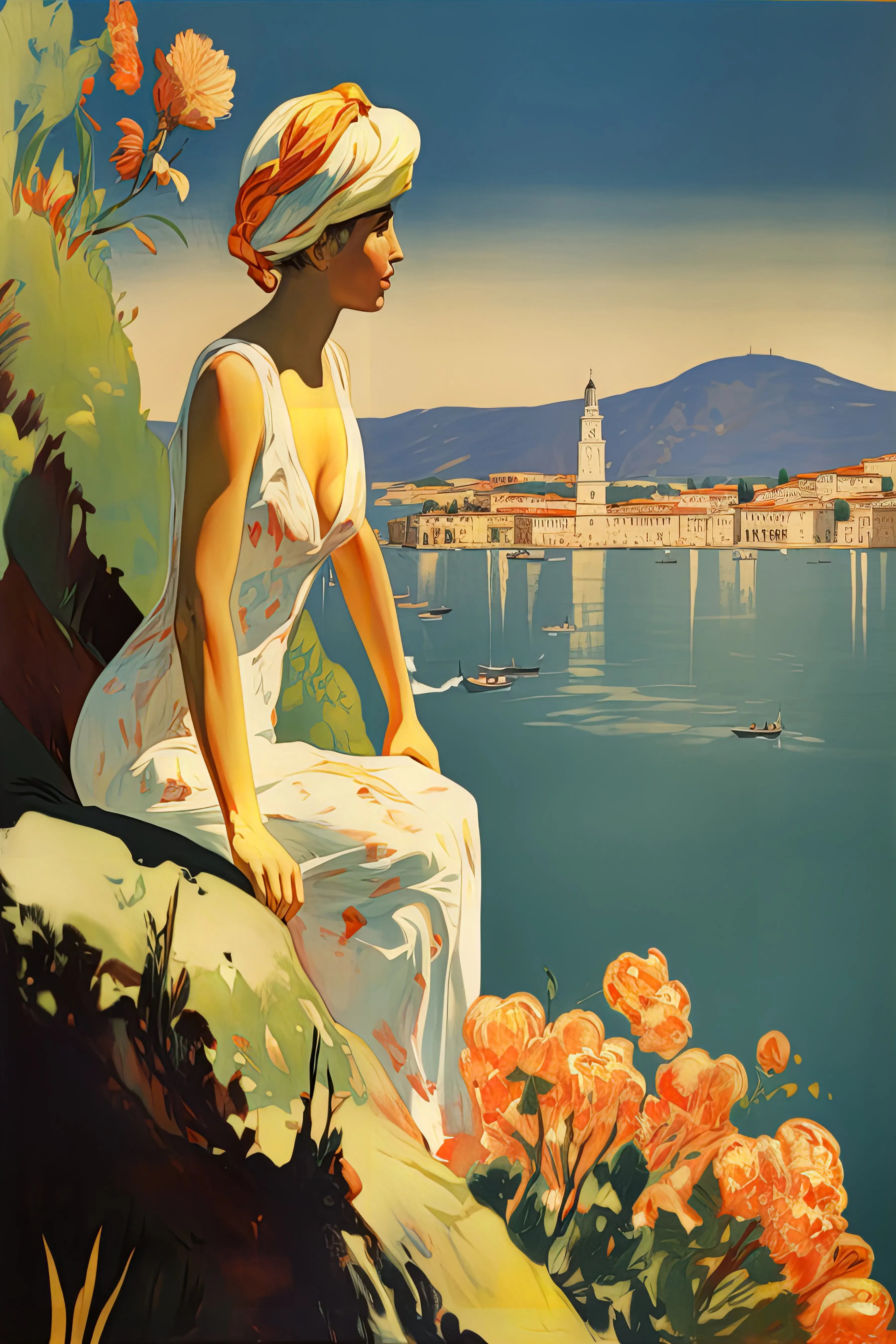 Unframed Canvas Vintage Italy Artwork Print Poster Wall Art for Home Living Room Bedroom Decor & Lovely Gift