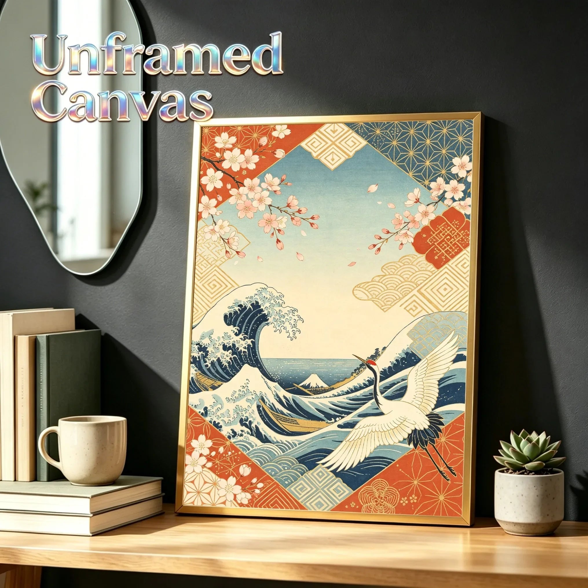 Japanese Retro Unframed Canvas Art Print Wall Poster Stylish Home Decor for Bedroom Living Room & Sweet Gift