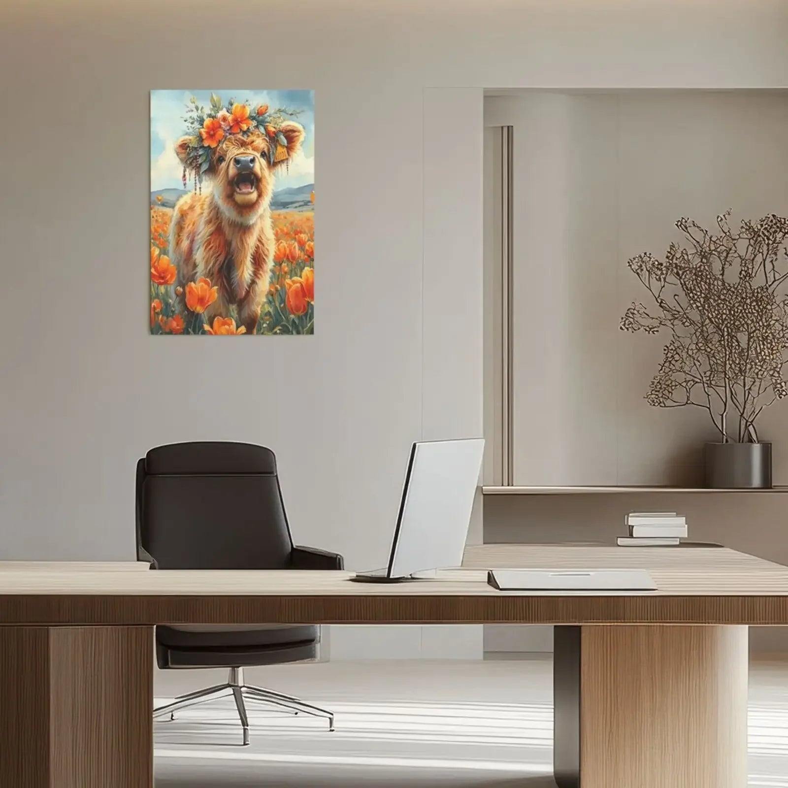 Cute Mountain Cattle Unframed Canvas Wall Art Poster Print For Home Living Room Bedroom Decor Gift