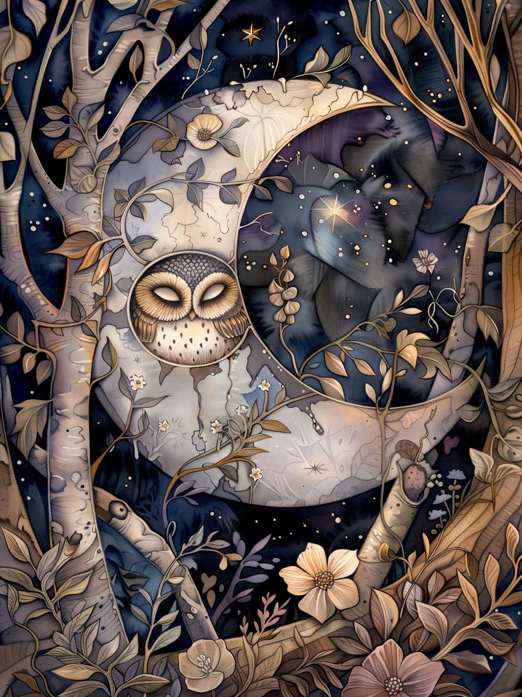 Moon Animals Unframed Canvas Art Poster Chic Wall Decor for Home Living Room Bedroom & Perfect Present
