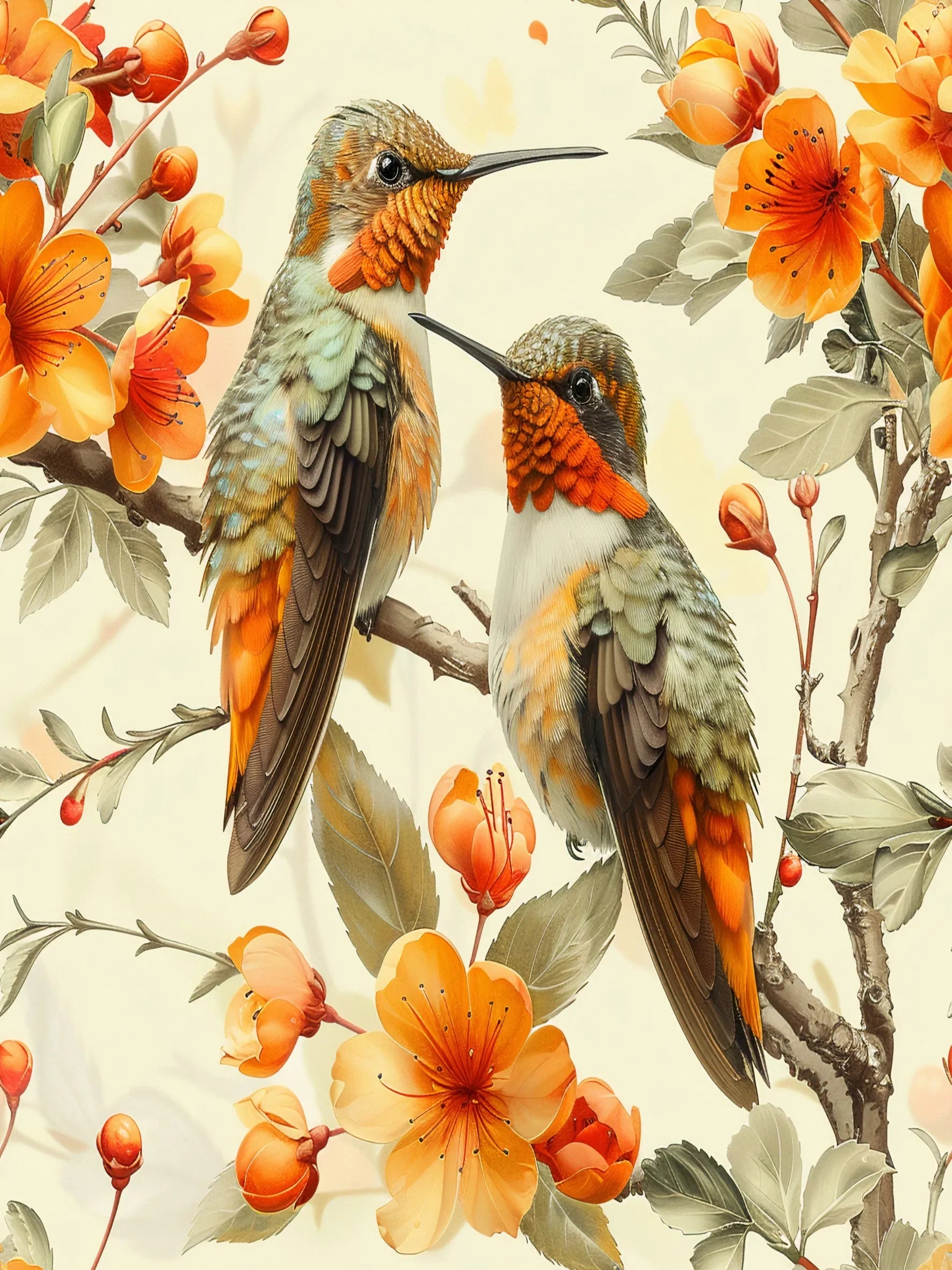 Spring Hummingbird Unframed Canvas Wall Art Print Poster Stylish Decoration for Living Room Bedroom Home & Lovely Present