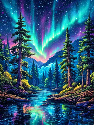 Aurora Landscape Art Poster Unframed Canvas Print Wall Decor For Living Room Bedroom Home Decoration