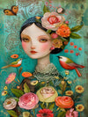 Floral Ladies Unframed Canvas Wall Art Poster Cozy Home Decoration for Living Room Bedroom & Ideal Gift Idea