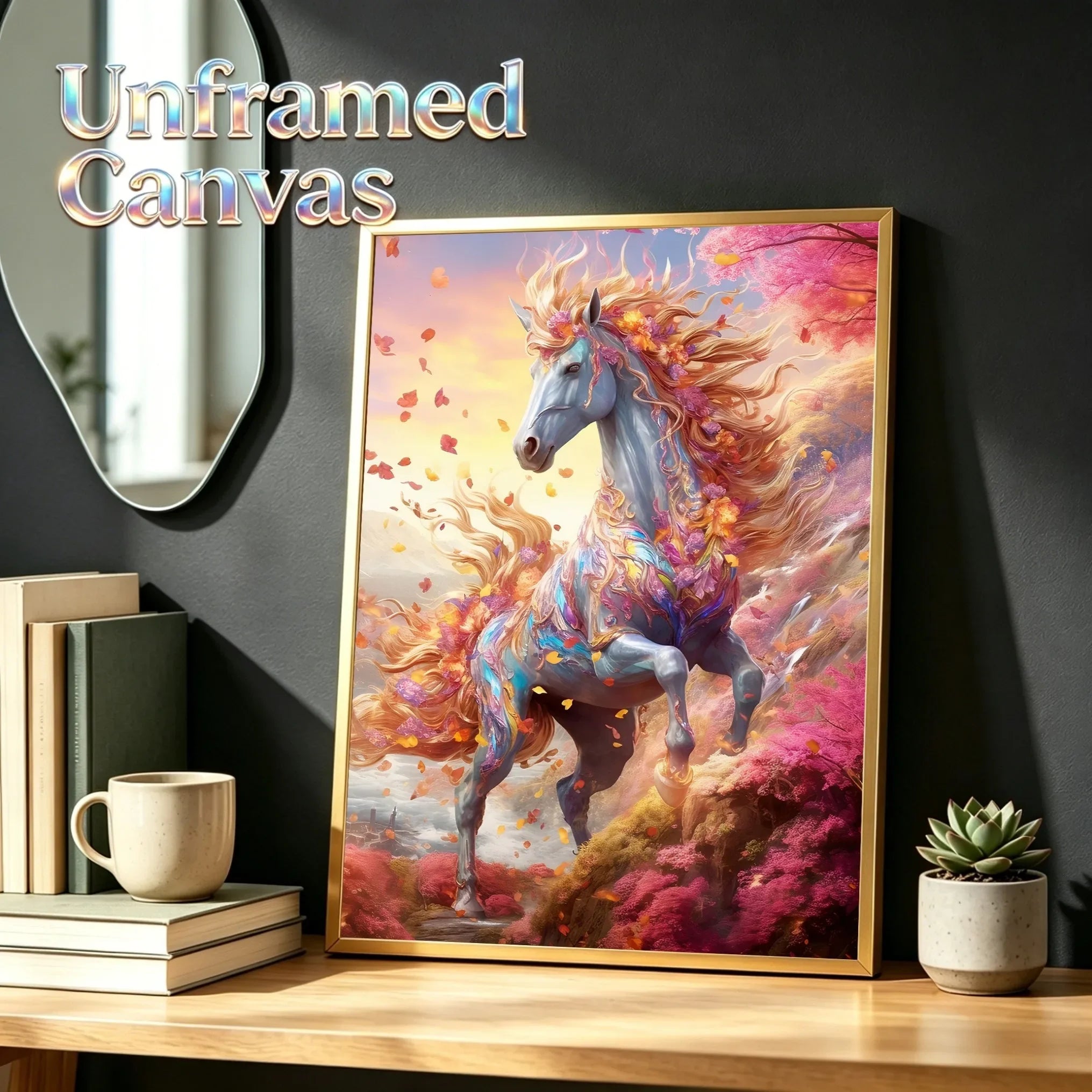 Unframed Canvas Wall Art Poster Print Fantasy Unicorns For Home Bedroom Living Room Decoration Gift Idea
