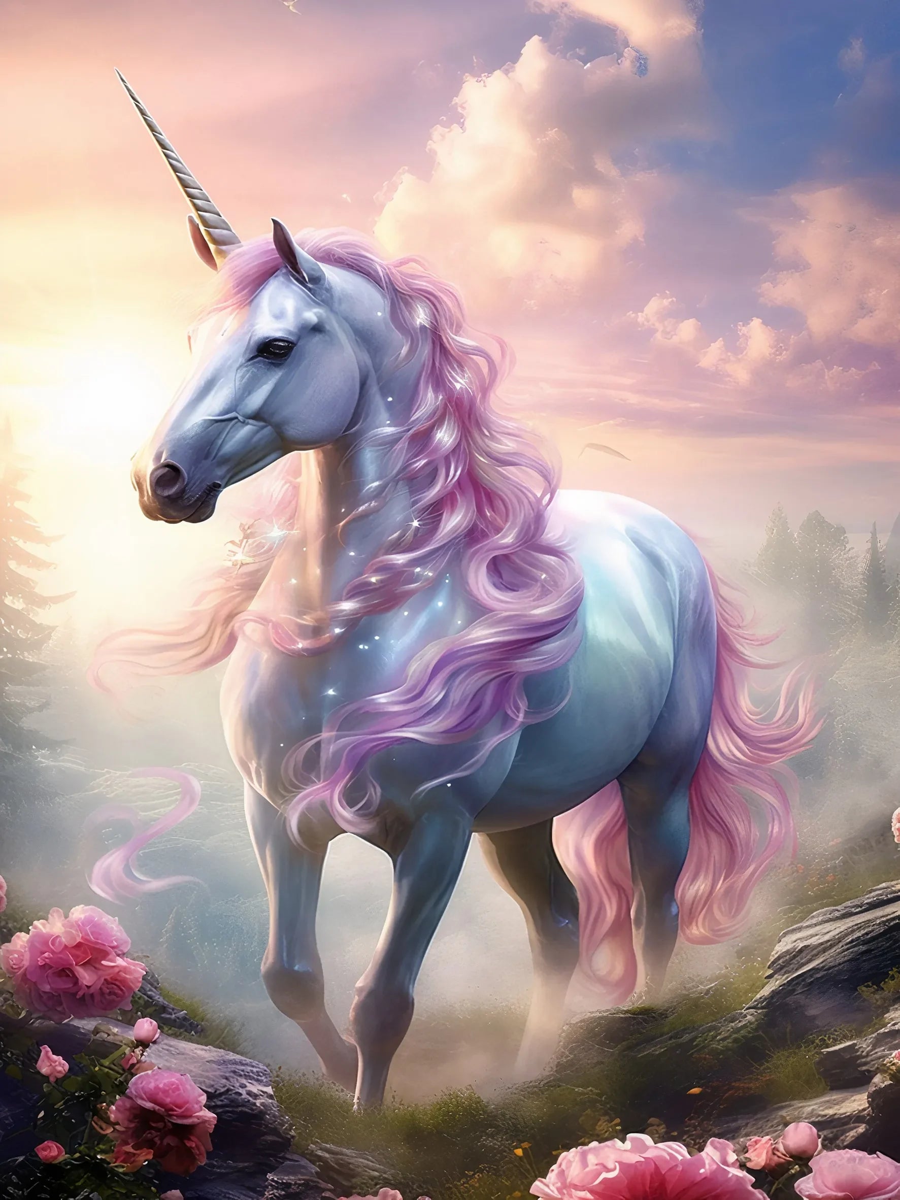 Unframed Canvas Wall Art Poster Print Fantasy Unicorns For Home Bedroom Living Room Decoration Gift Idea