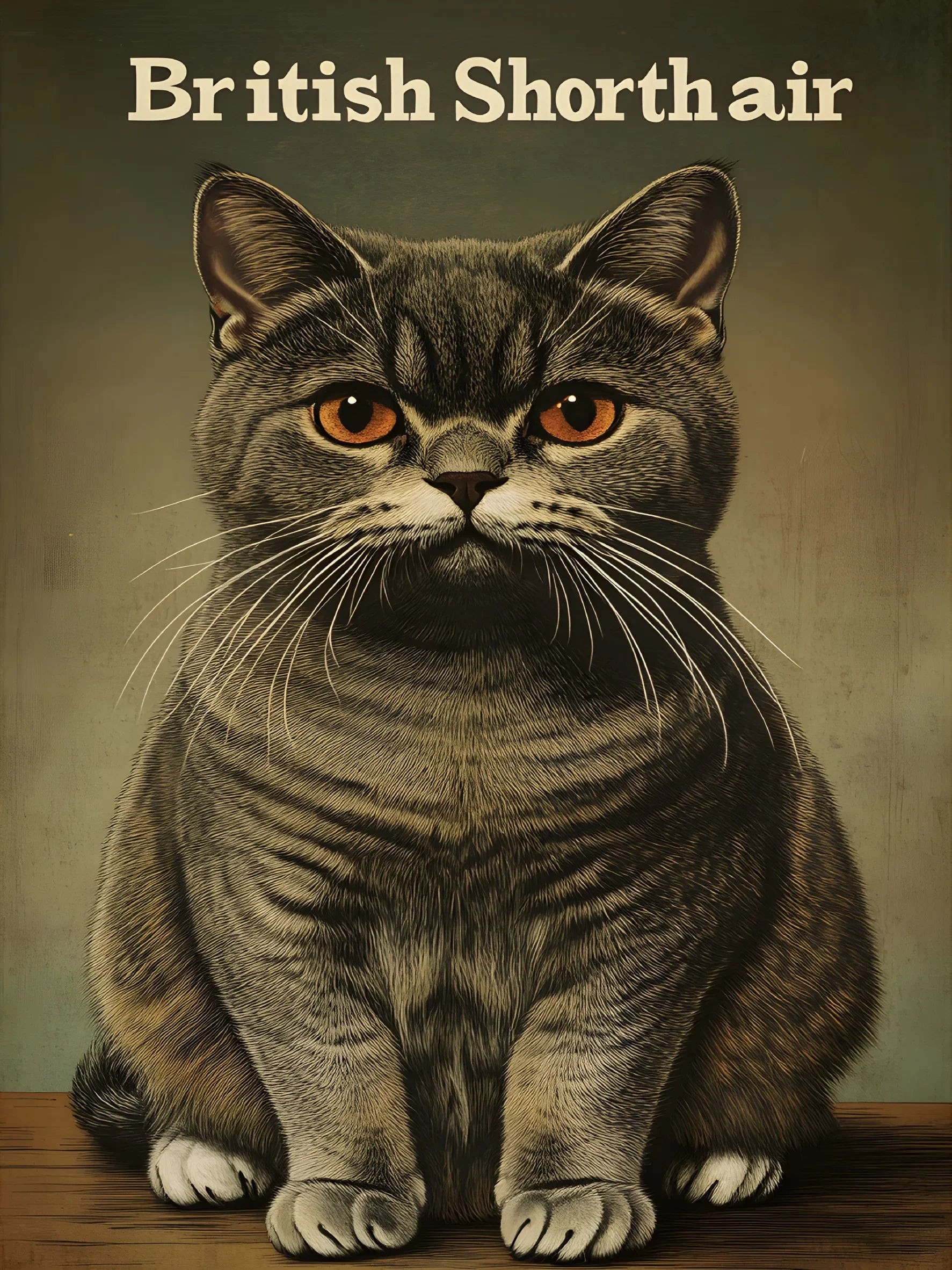Vintage Types of Cats Style Unframed Canvas Print Wall Art Poster Home Decor for Living Room Bedroom & Fine Gift