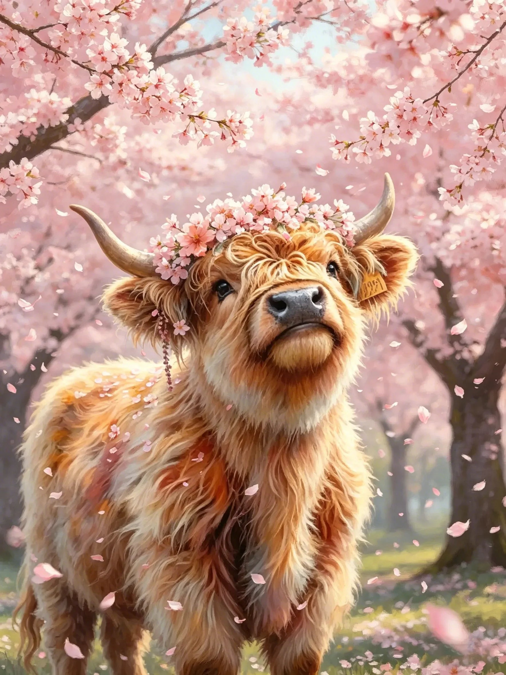 Cute Mountain Cattle Unframed Canvas Wall Art Poster Print For Home Living Room Bedroom Decor Gift