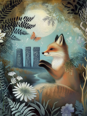 Fox & Fern Unframed Canvas Art Print Poster Warm Wall Decor for Living Room Bedroom & Beautiful Present