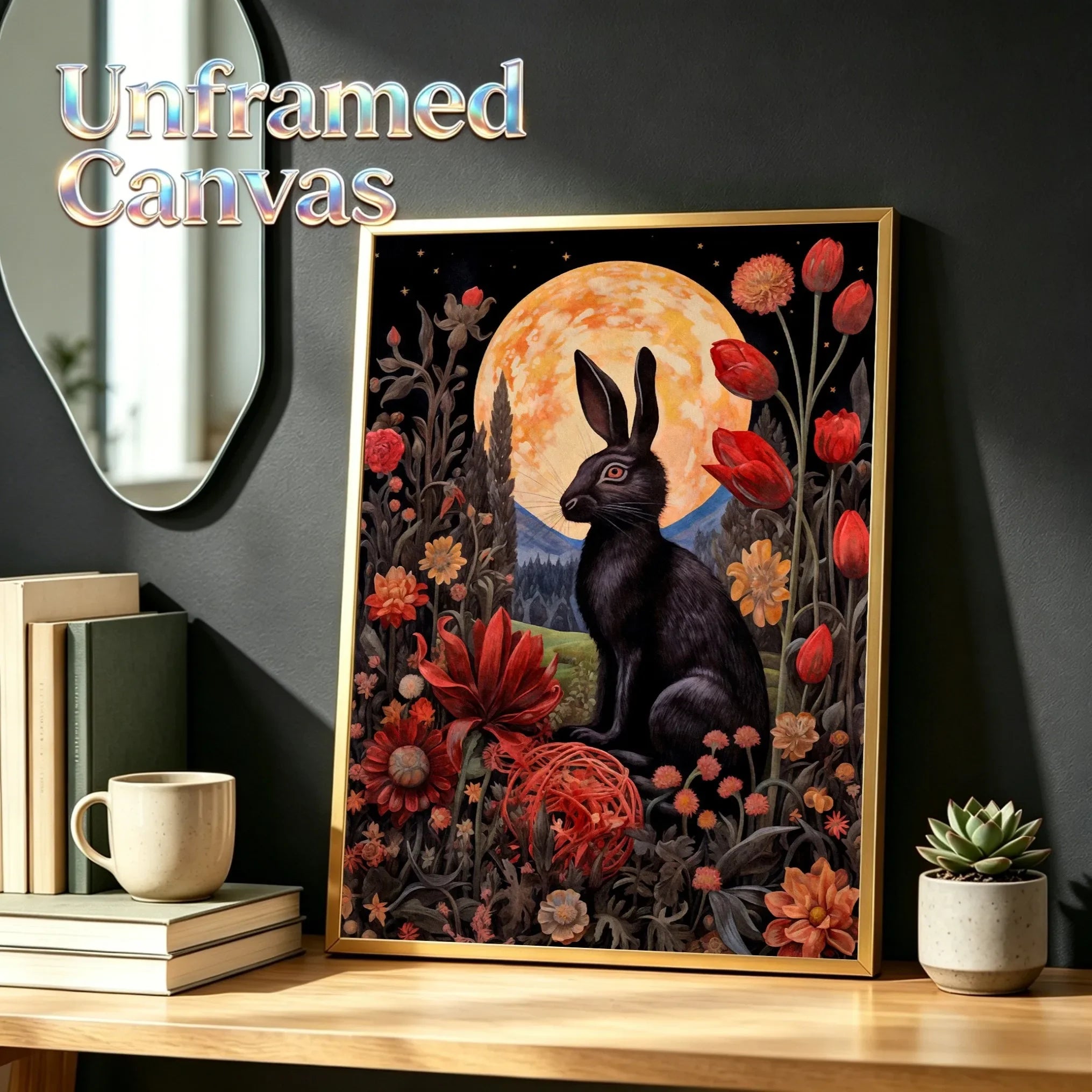 Gothic Botanical Unframed Canvas Art Print Wall Poster Cozy Home Decoration for Living Room Bedroom & Fine Gift
