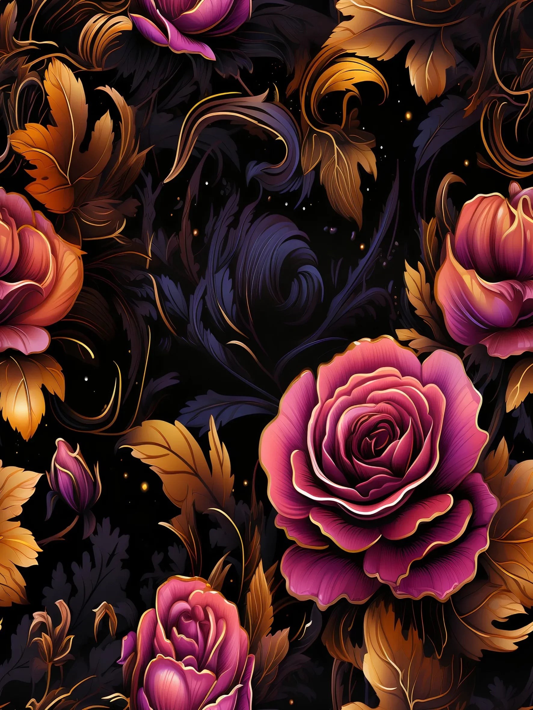 Retro Dark Roses Unframed Canvas Art Print Unframed Wall Poster For Living Room Bedroom Home Decor And Nice Gifts
