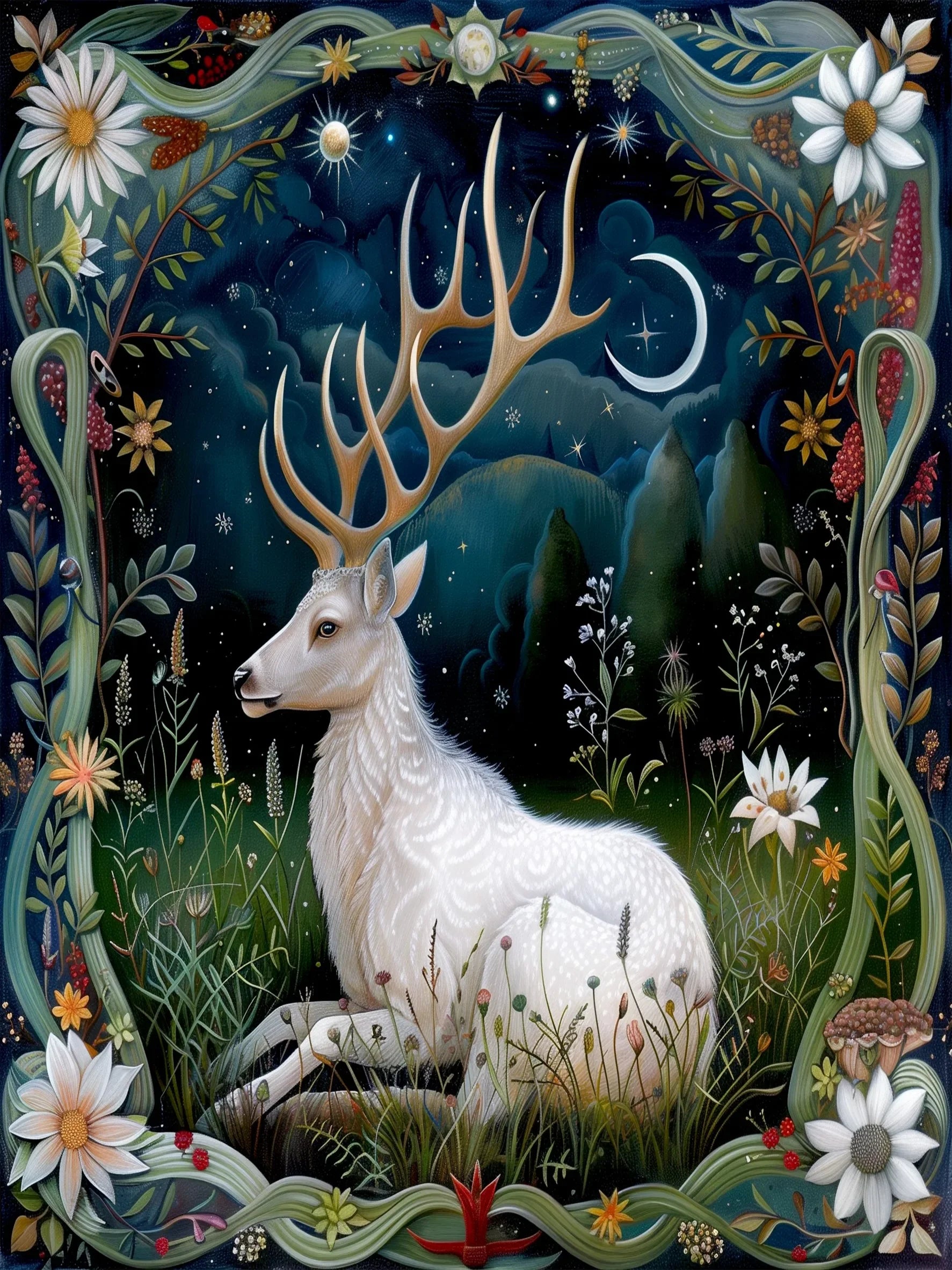 Unframed Wall Art Decor Poster Retro Animals of the Magic Woodlands Canvas Print For Living Room Bedroom Home Decor Gift