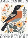 US State Birds Unframed Canvas Wall Art Poster Cozy Home Decor for Bedroom Living Room & Thoughtful Gift