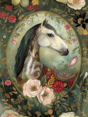 Retro Floral Horse Unframed Canvas Art Print Poster Wall Decor For Living Room Bedroom Home Decoration Ideal Gift