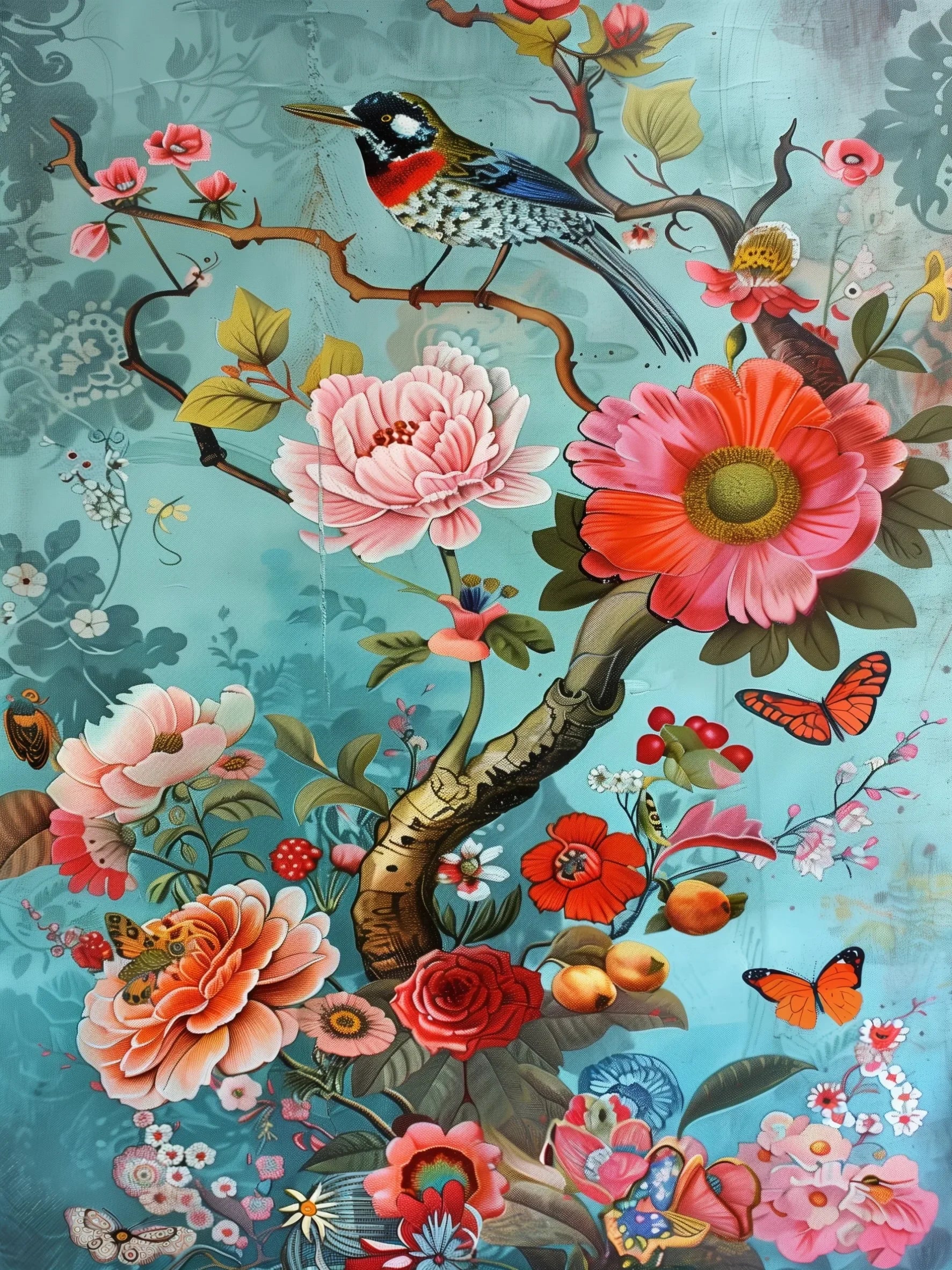 Floral Ladies Unframed Canvas Wall Art Poster Cozy Home Decoration for Living Room Bedroom & Ideal Gift Idea