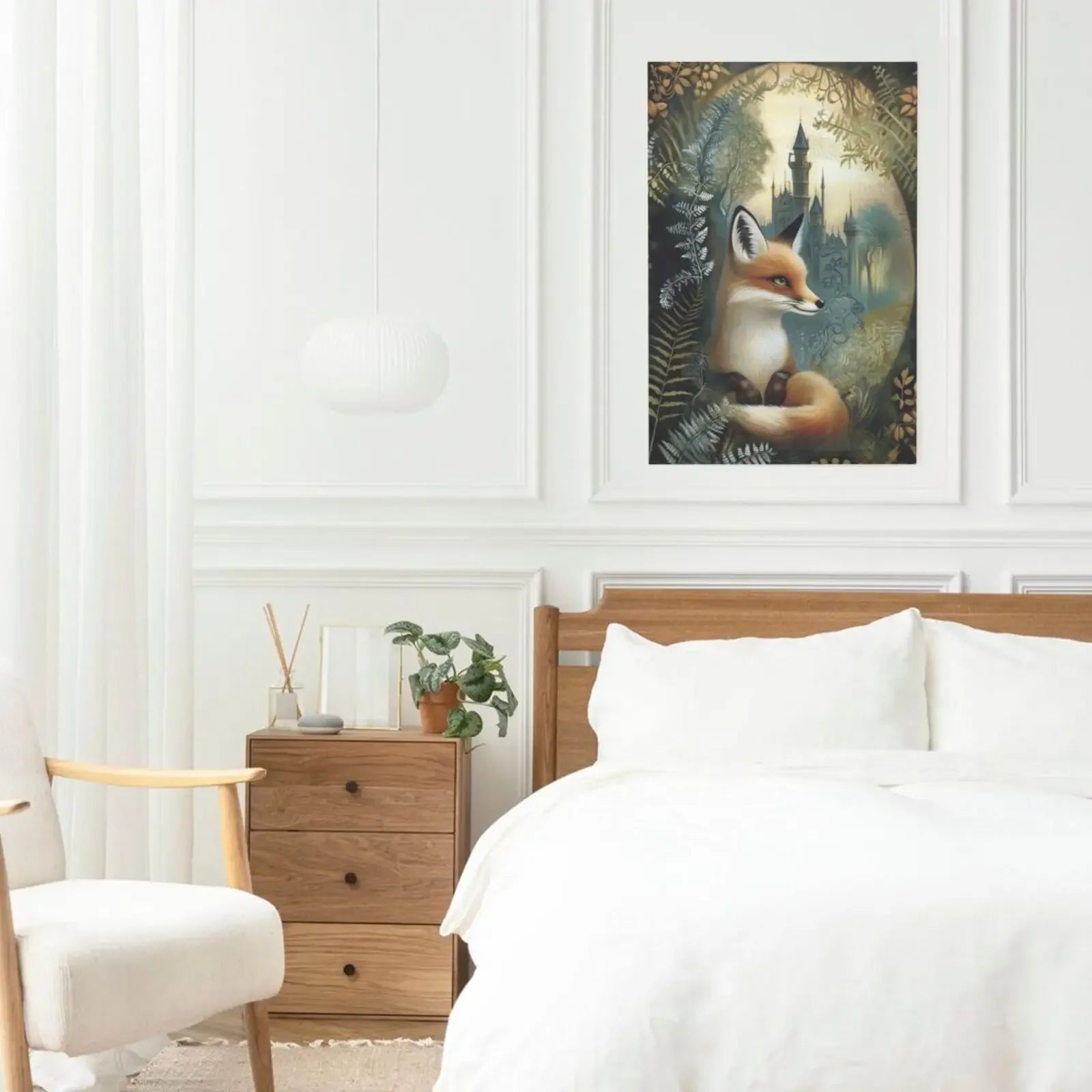 Fox & Fern Unframed Canvas Art Print Poster Warm Wall Decor for Living Room Bedroom & Beautiful Present