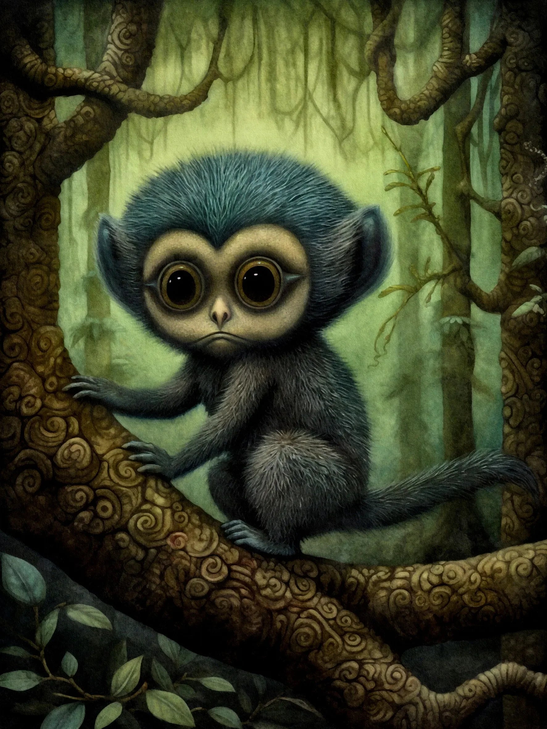 Wall Art Decor Poster Unframed Canvas Dark Jungle Animals Print For Living Room Bedroom Home Decoration