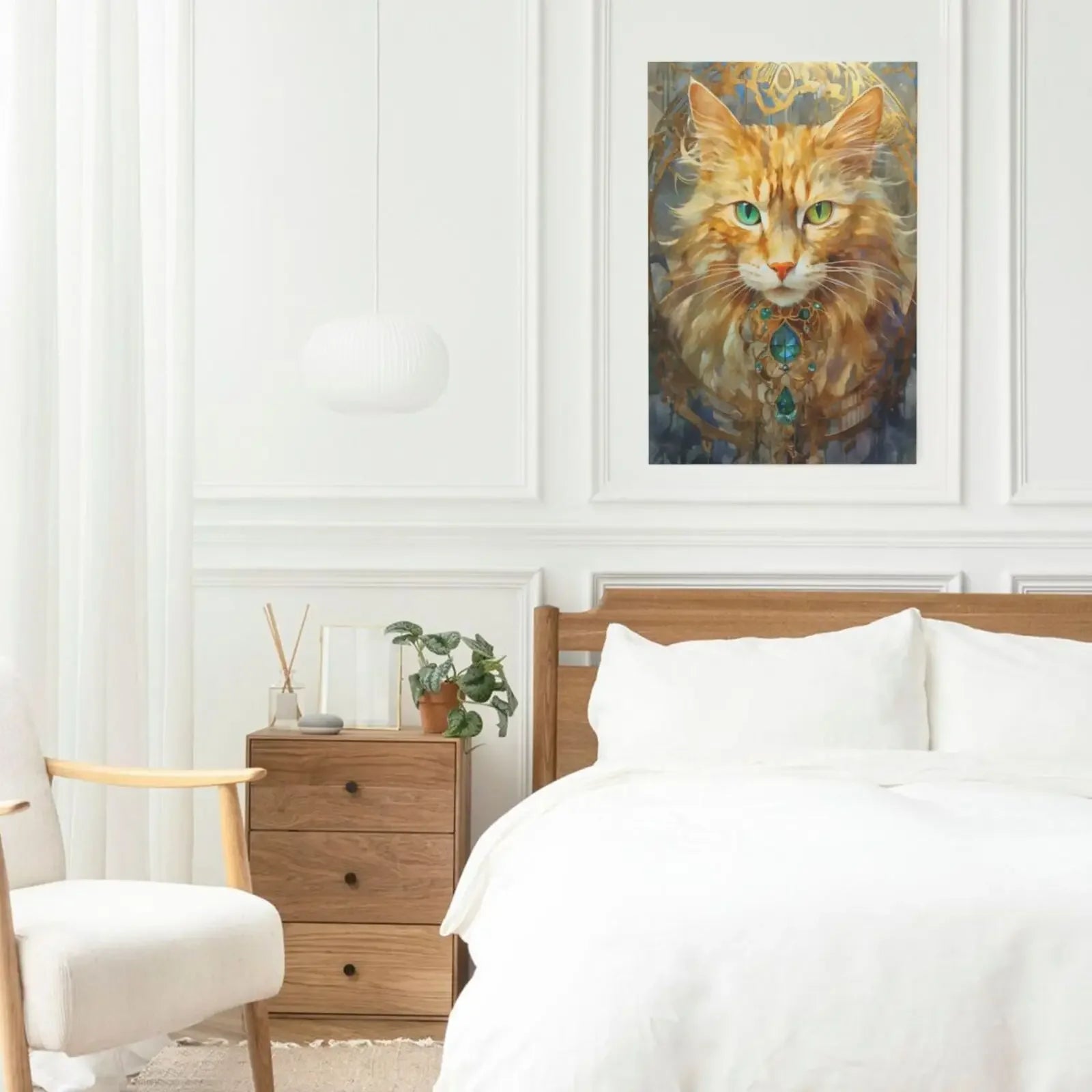 Bedroom Living Room Home Decor Unframed Canvas Cats and Crystals Wall Art Poster Print Special Gift