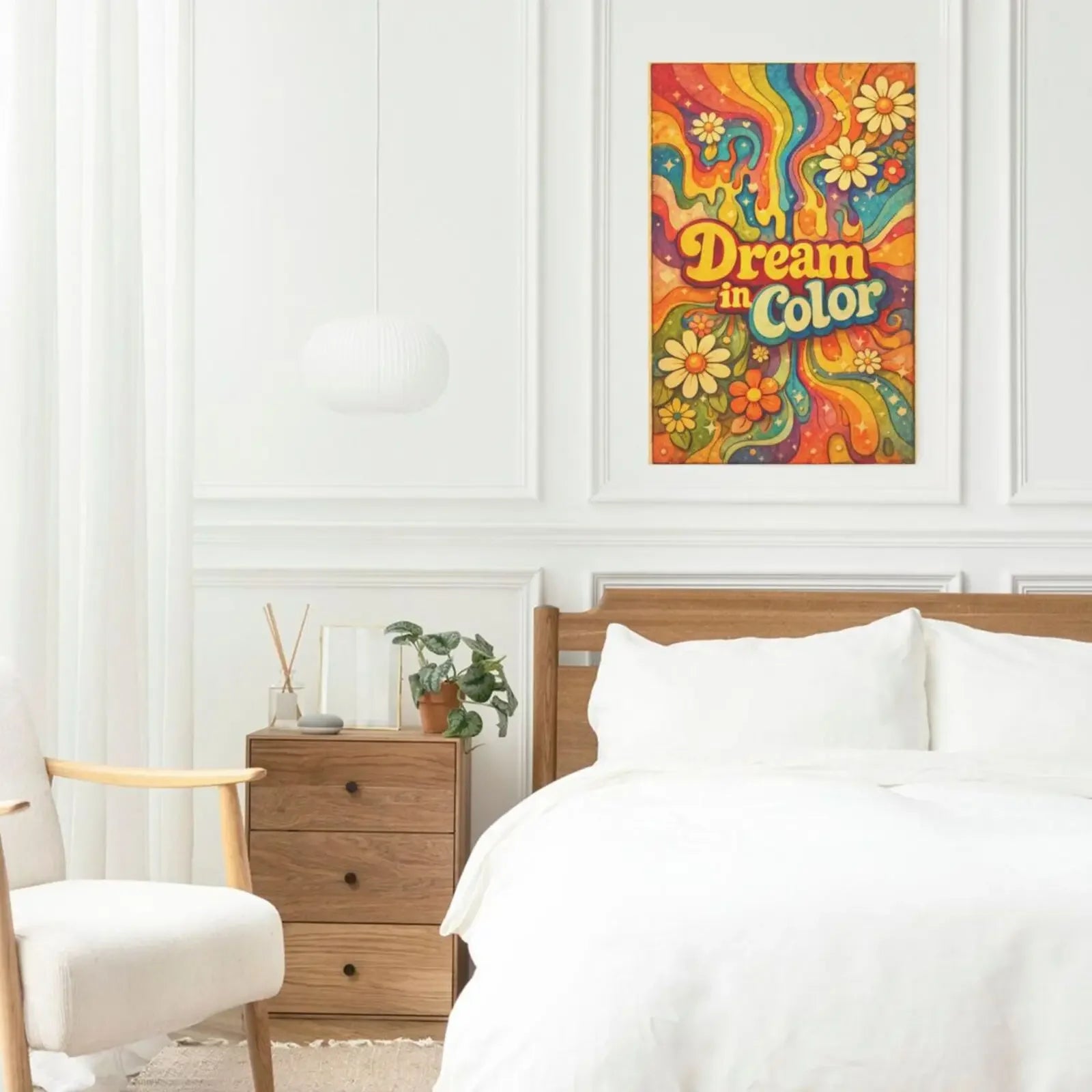 Groovy 70s Hippie Art Unframed Canvas Print Poster Wall Decor for Home Bedroom Living Room & Wonderful Present