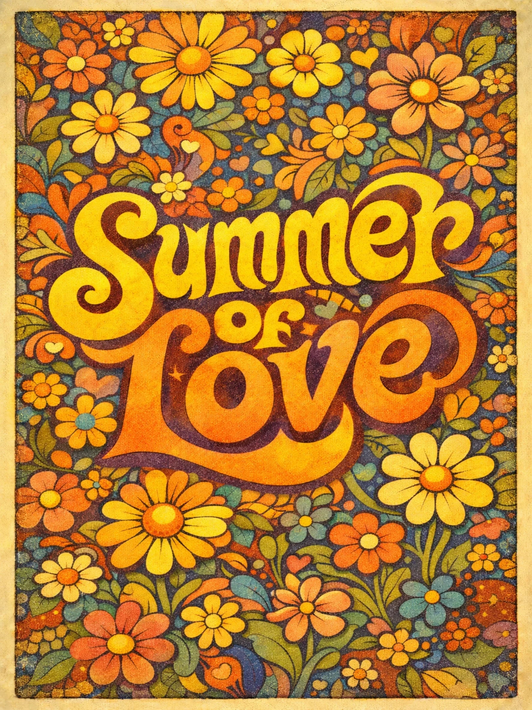 Groovy 70s Hippie Art Unframed Canvas Print Poster Wall Decor for Home Bedroom Living Room & Wonderful Present