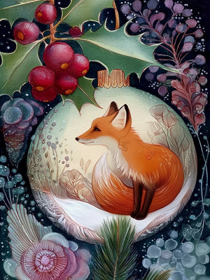 Animals in Christmas Baubles Canvas Unframed Wall Art Print Poster For Living Room Bedroom Home Decor Nice Gifts