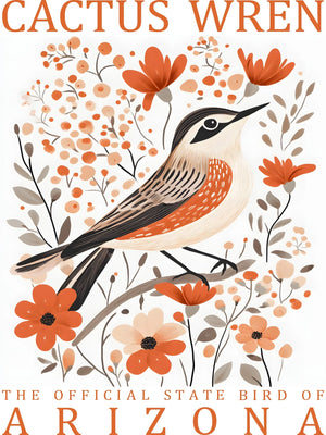 US State Birds Unframed Canvas Wall Art Poster Cozy Home Decor for Bedroom Living Room & Thoughtful Gift