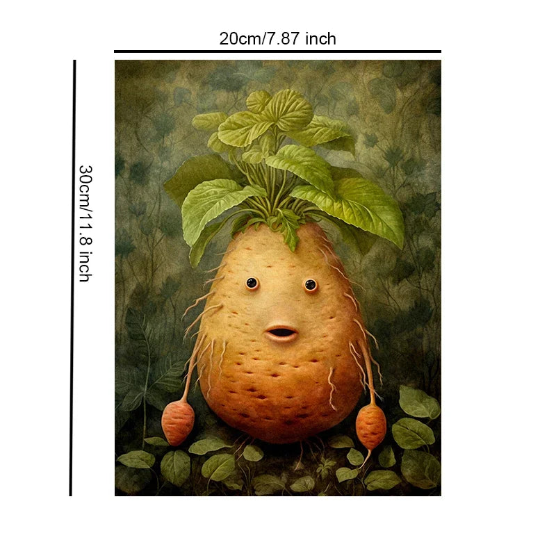 Unframed Art Print Poster Canvas Retro Cute Vegetable Wall Decor For Living Room Bedroom Home Decoration