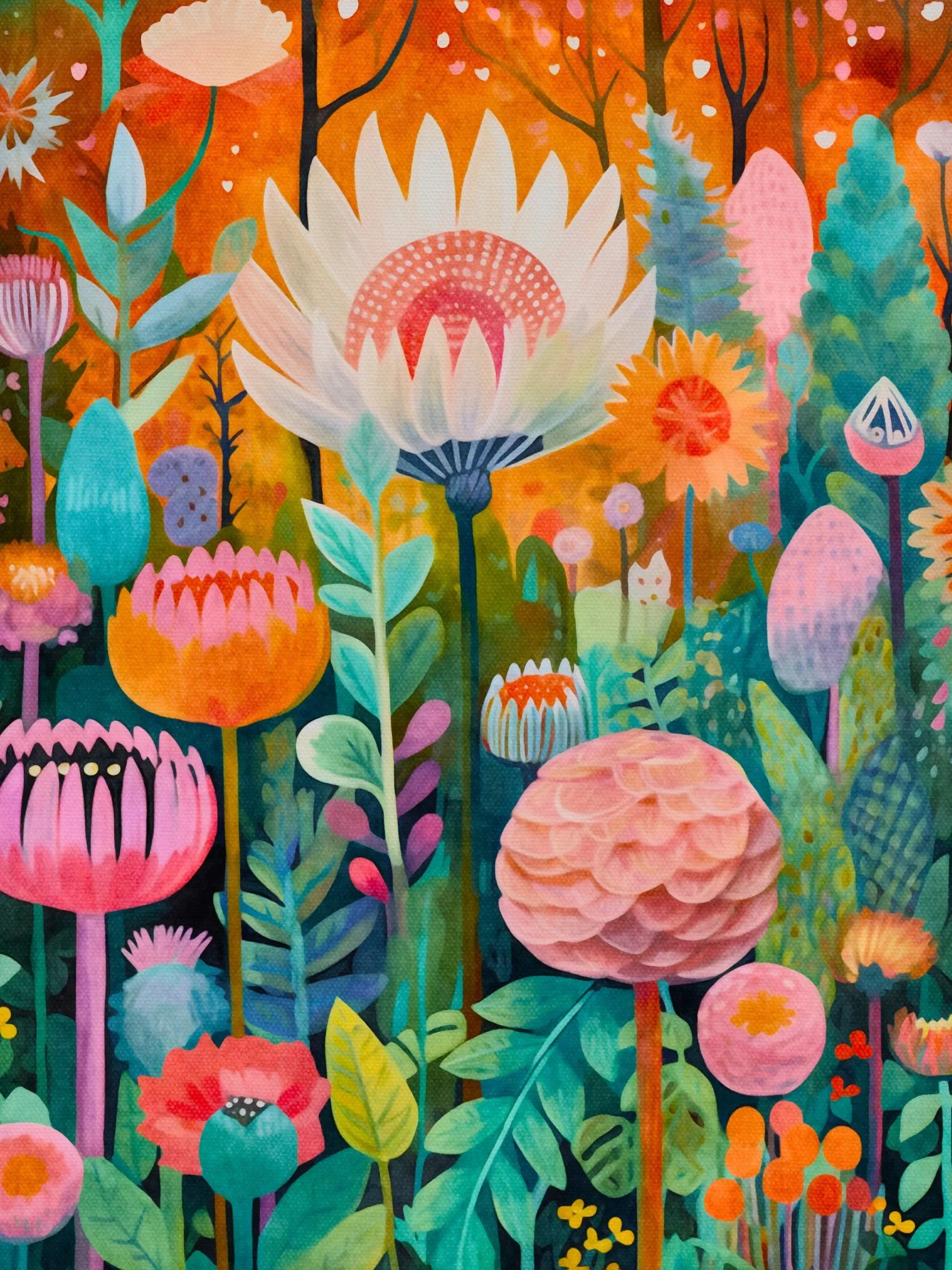 Unframed Canvas Whimsical Gardens Art Print Poster Fashion Wall Decor for Living Room Bedroom Home Decoration & Gift Choice