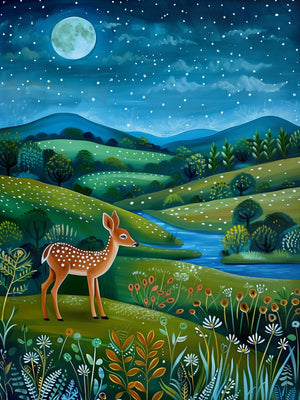 Nighttime Hills Artwork Unframed Canvas Print Poster Wall Picture for Bedroom Living Room Home Decor & Lovely Gift