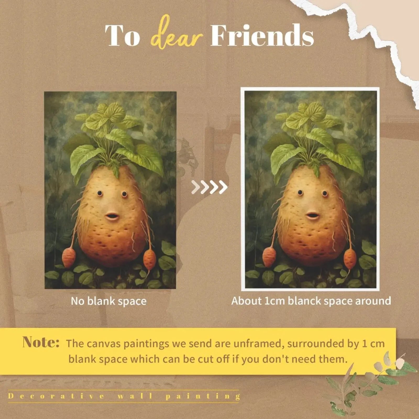 Unframed Art Print Poster Canvas Retro Cute Vegetable Wall Decor For Living Room Bedroom Home Decoration