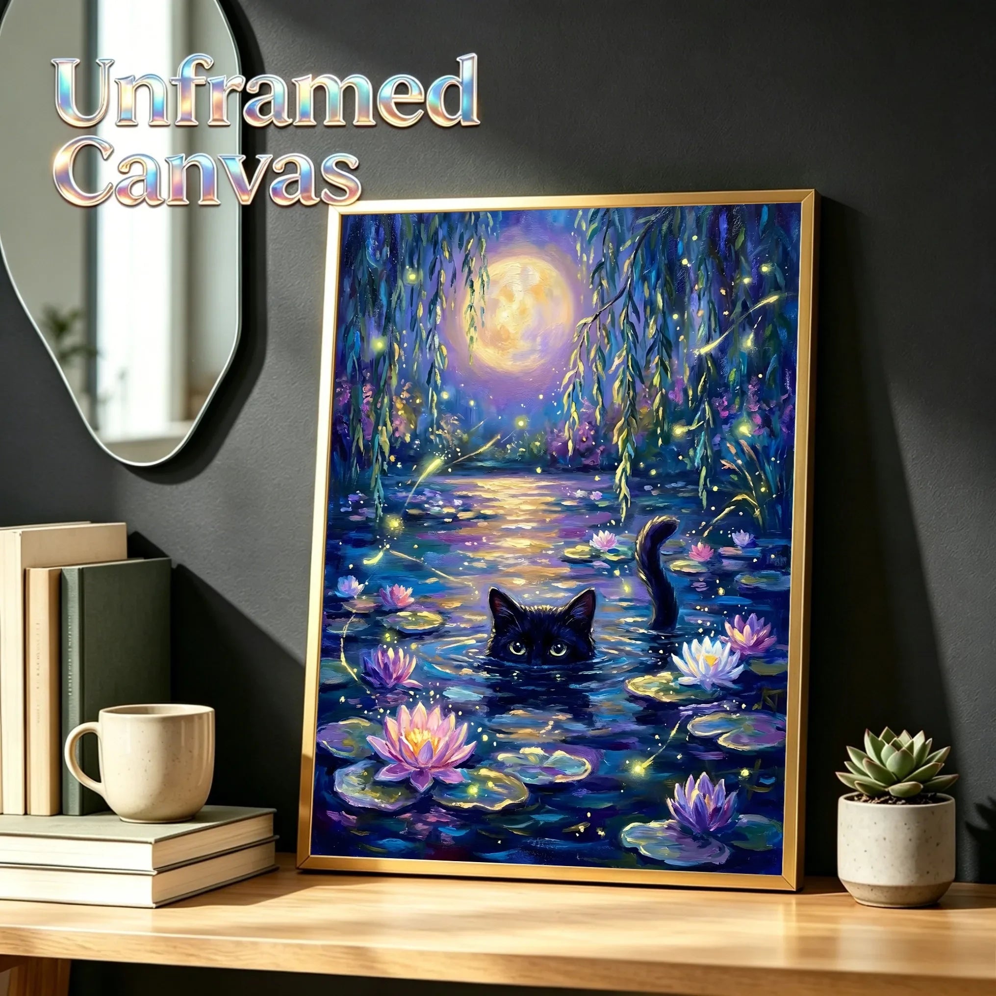 Serenity Feline Unframed Canvas Print Poster Art Wall Decoration for Living Room Bedroom & Special Present