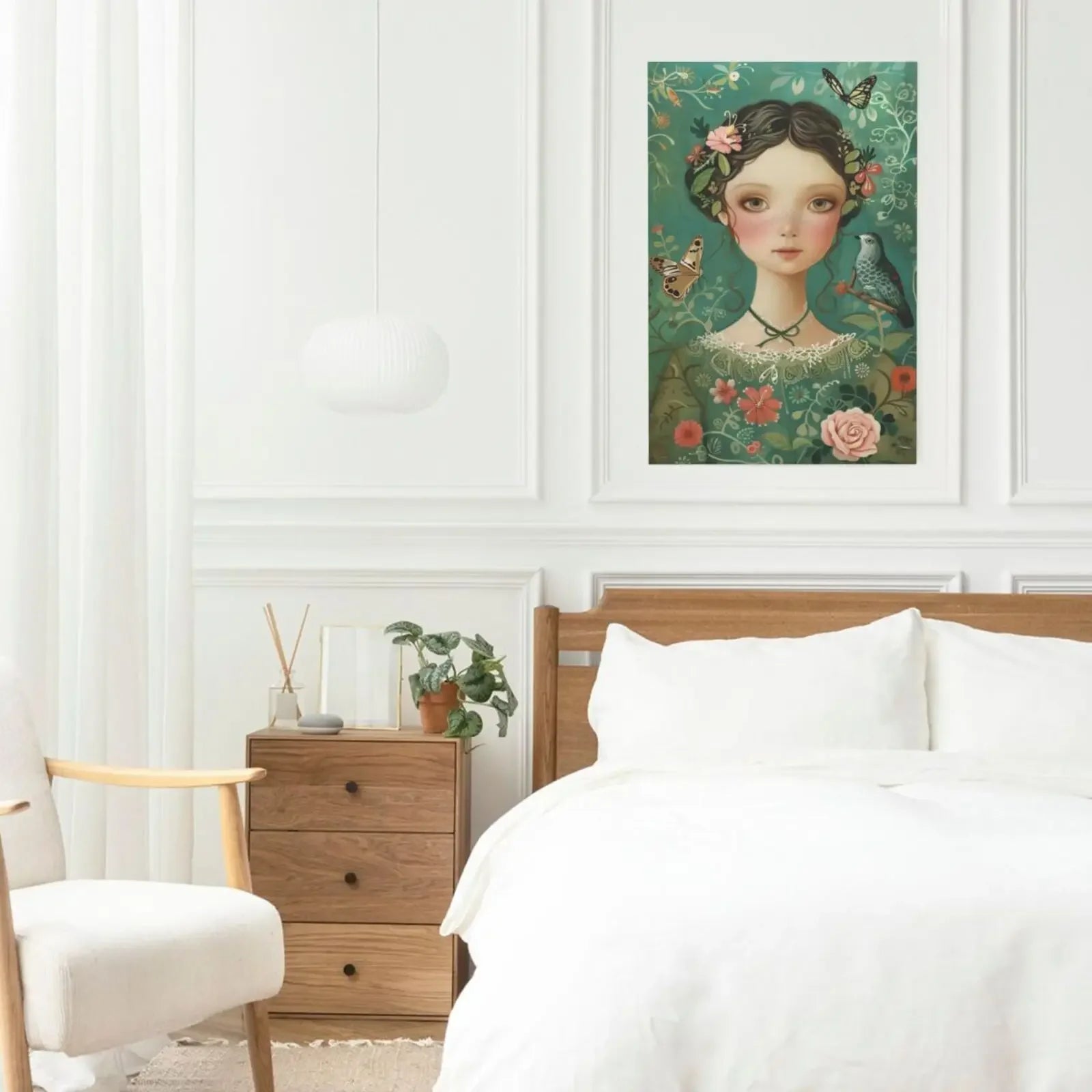 Floral Ladies Unframed Canvas Wall Art Poster Cozy Home Decoration for Living Room Bedroom & Ideal Gift Idea