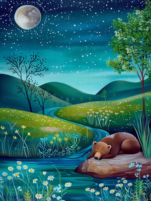 Nighttime Hills Artwork Unframed Canvas Print Poster Wall Picture for Bedroom Living Room Home Decor & Lovely Gift