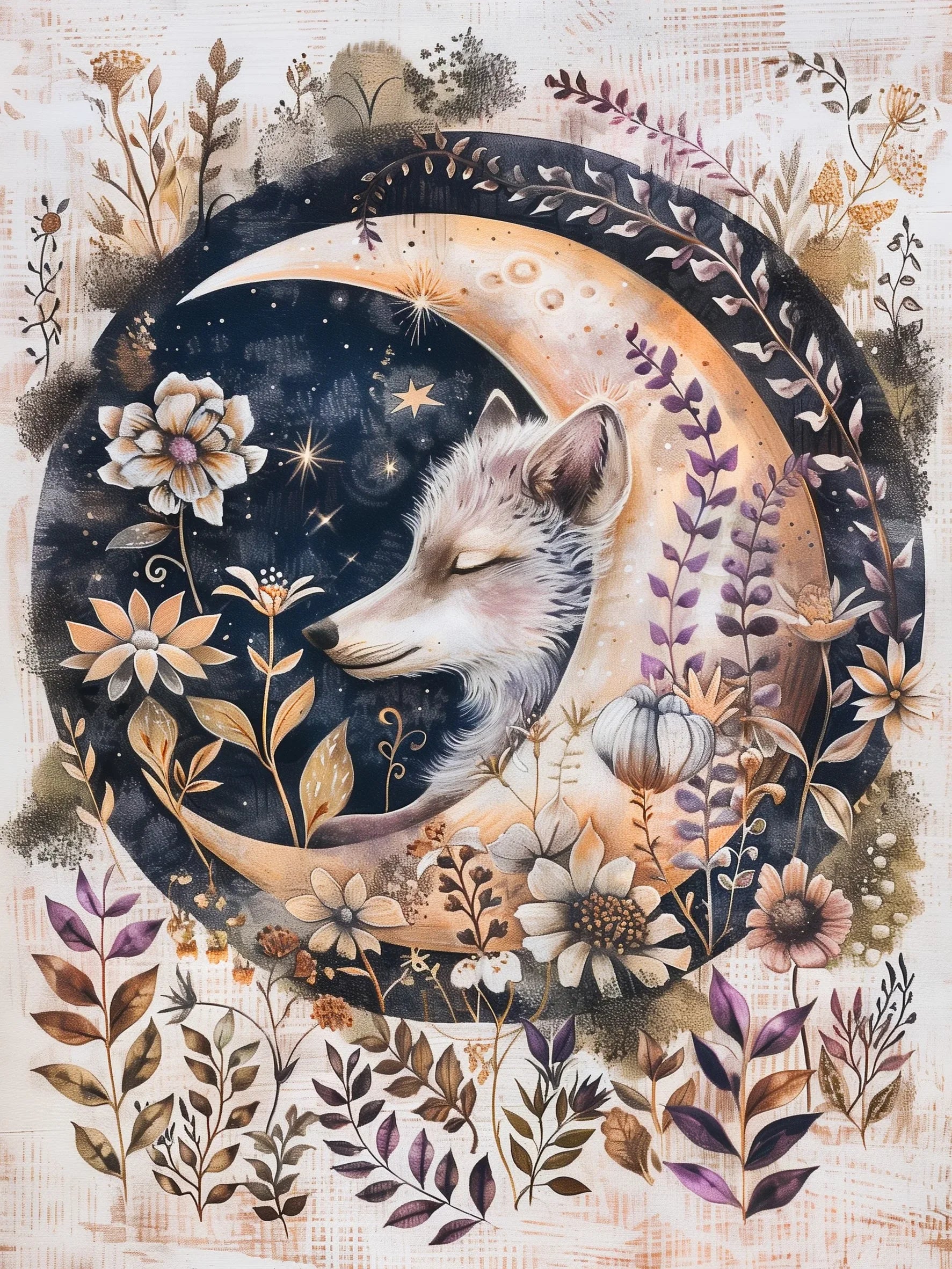Moon Animals Unframed Canvas Art Poster Chic Wall Decor for Home Living Room Bedroom & Perfect Present