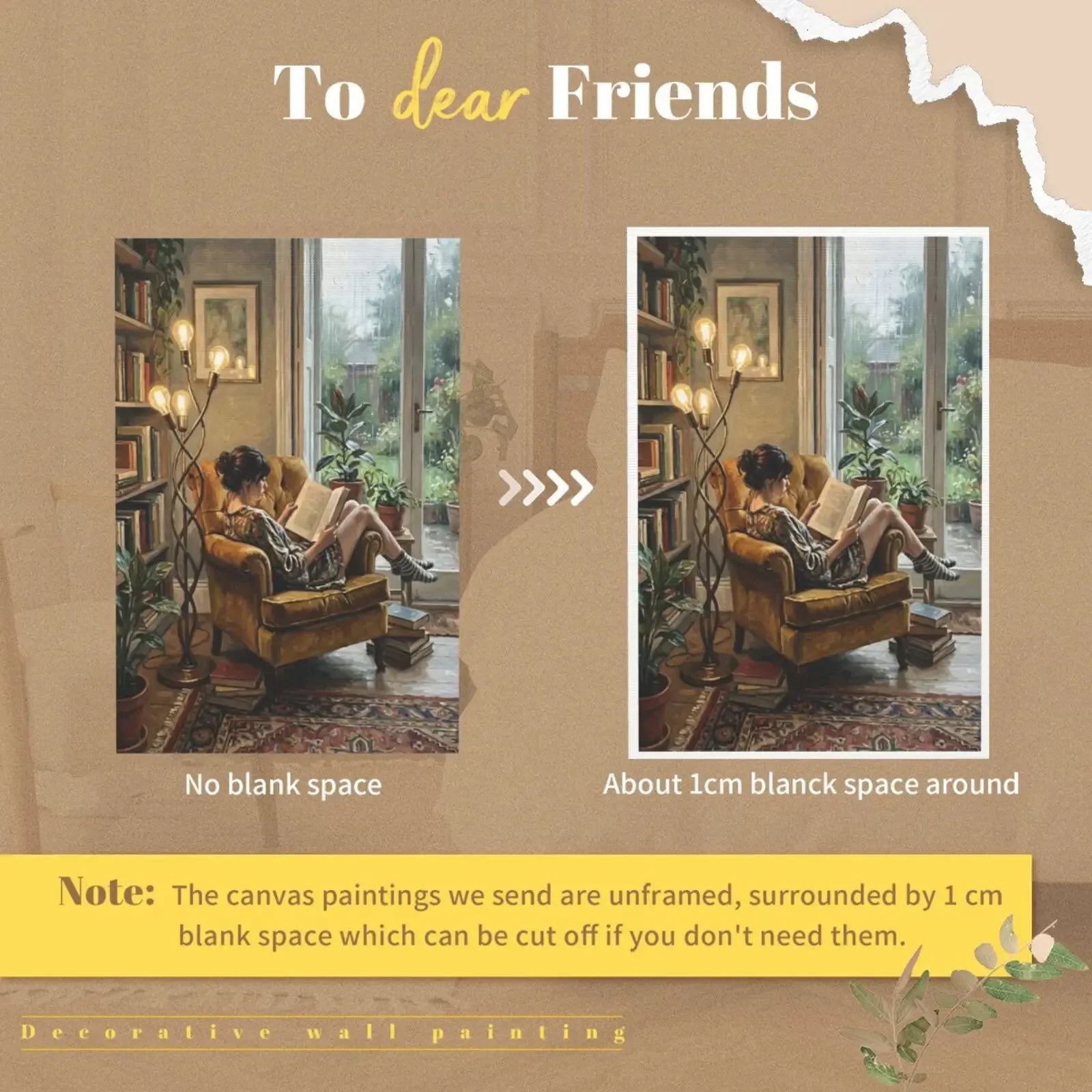 Vintage Reading Moment Scene Canvas Art Unframed Wall Poster Cozy Home Decoration for Bedroom Living Room & Perfect Gift